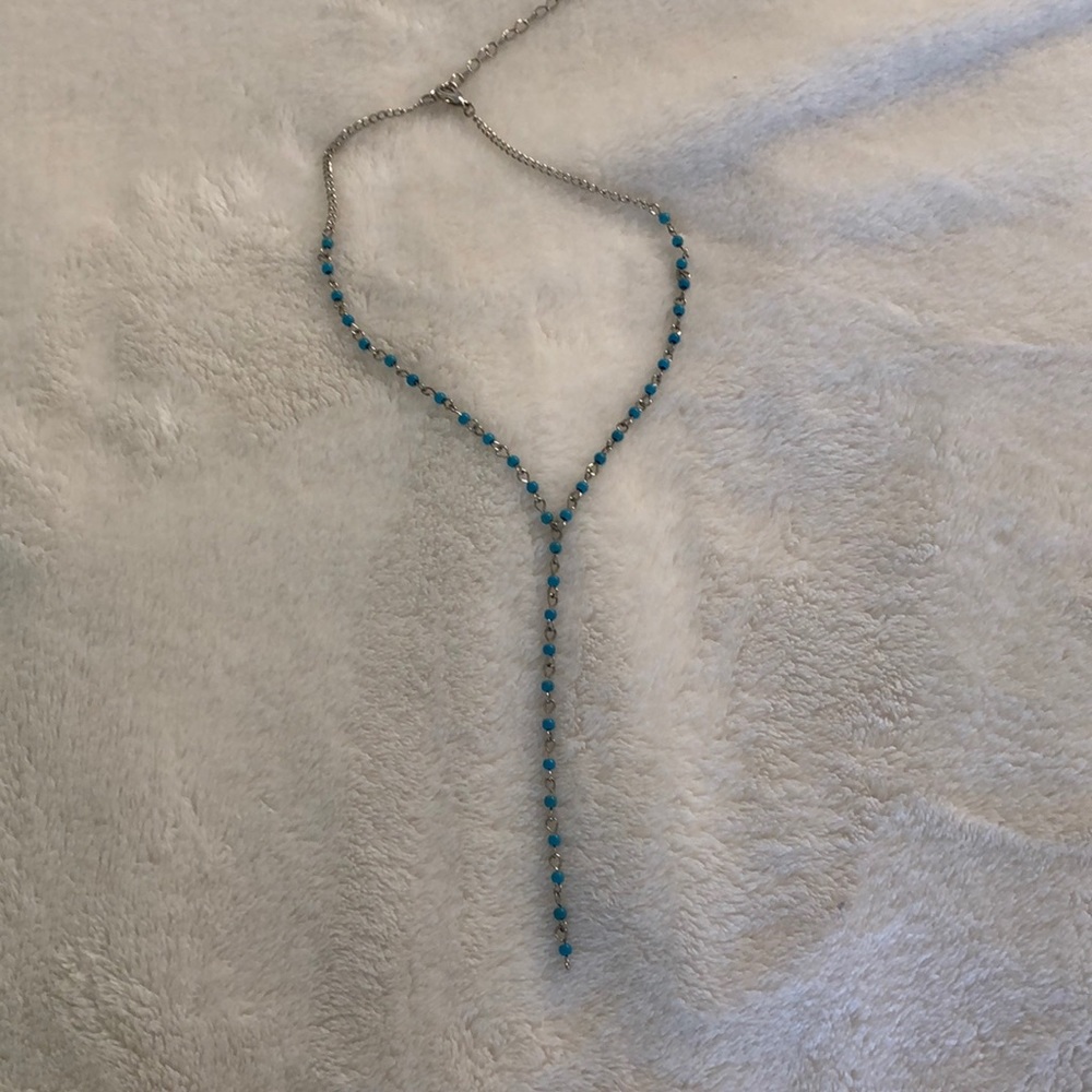 Blue and silver drop necklace